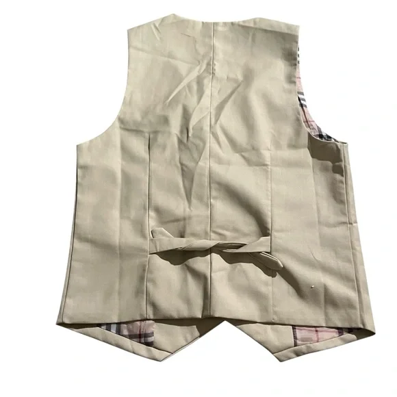 NWT! Kids Tan Vest with Checkered Lining Size 10 - Picture 4 of 4